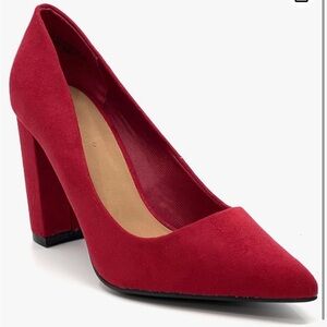 BAMBOO Women's Pointy-Toe Chunky Heel Pump